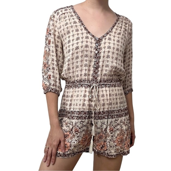 Spell Romper Boho Floral Tassels Festival Summer Dainty Vacation Size Medium - Picture 1 of 7
